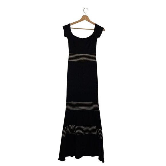 Xscape Bla Striped Cap Sleeve Women's Evening Dress Gown Size 2 - Picture 1 of 9